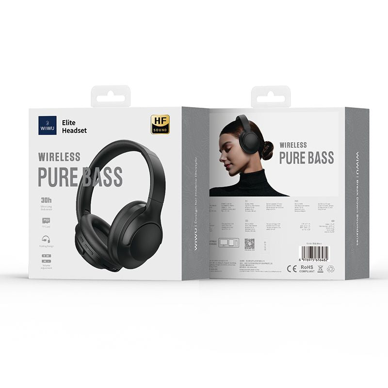 WIWU Elite Wireless Headset  TD 08 Comfort & Exceptional Audio - Black