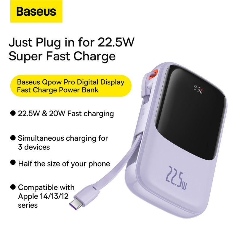 Baseus Qpow Pro+ 10000mAh Power Bank with Digital Display 22.5W