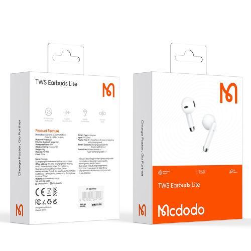 Mcdodo TWS Bluetooth 5.0 Earphones High Quality Sound & Comfort - White & Black