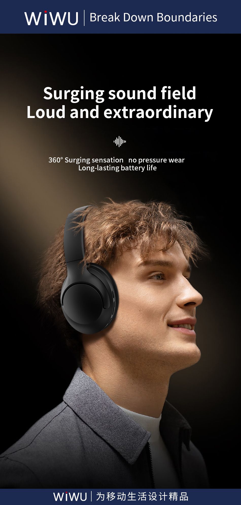 WIWU Elite Wireless Headset  TD 08 Comfort & Exceptional Audio - Black