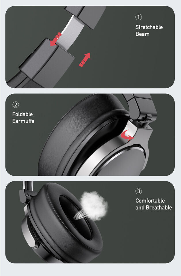 AWEI Wireless Over-Ear Foldable Headphone with ANC - Black