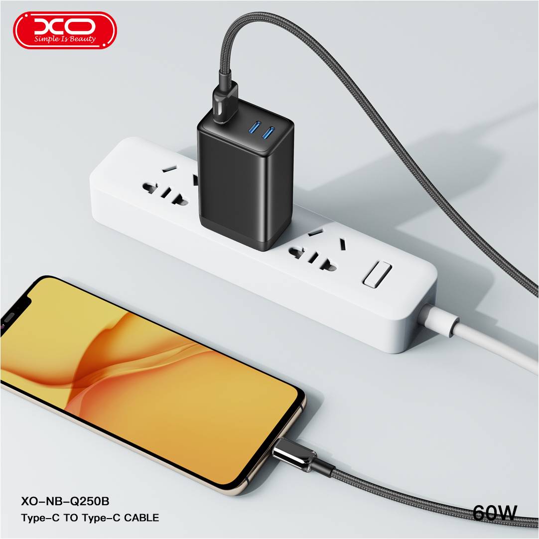 كابل XO NB-Q250 شحن سريع 60W – USB-C إلى USB-C
