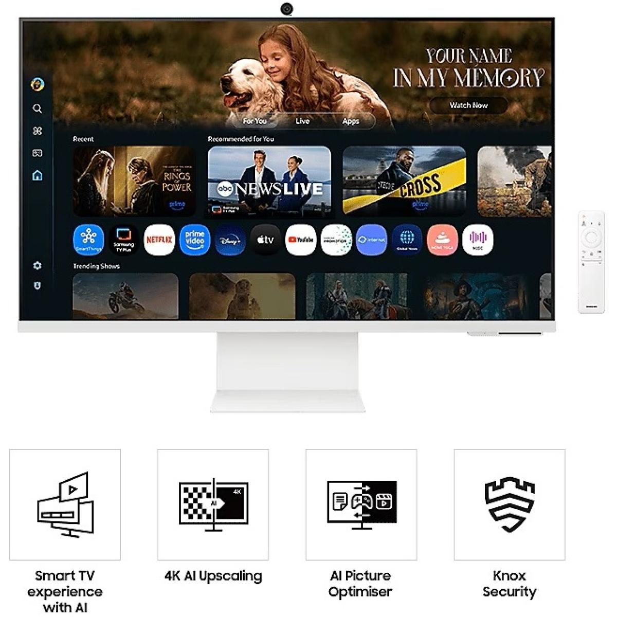 Samsung M8 2025 (FM801) Smart AI 32" 4K UHD Monitor | Tizen OS | USB-C 65W | White