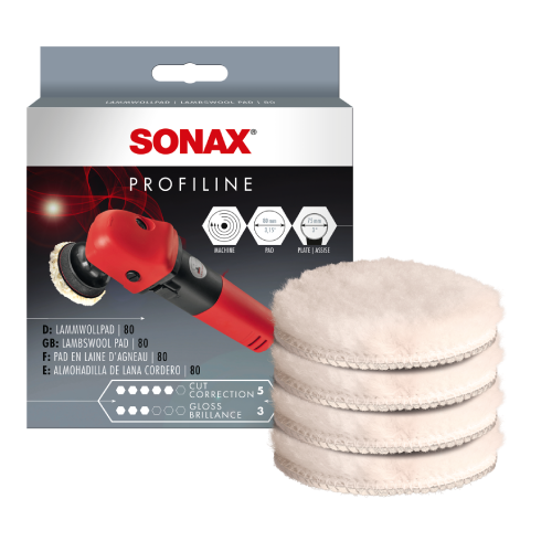 SONAX Lambskin Polishing Pads – 80mm, Pack of 4