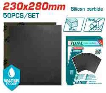 TOTAL 50PCs P1500 Silicon Carbide Waterproof Sandpaper 230*280mm (TAC150016)