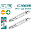 TOTAL 2 Pieces Star Screwdriver Bits Set , 65 Mm Magnetic Tip (TAC16HL234)