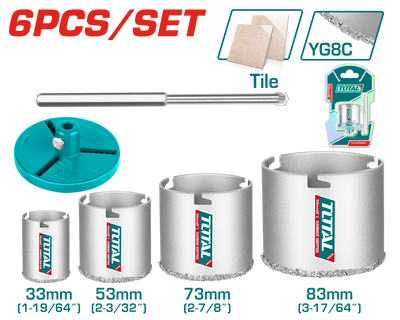 TOTAL Carbide gritted hole saw set (TAC44061)