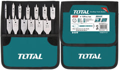 TOTAL 13 Pcs flat wood drill bits set Size:6,8,10,12,14,16,18,20,25,28,30,32,38mm