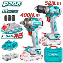 TOTAL 20V Cordless 2 in 1 Combo Kit - Drill & Impact Wrench