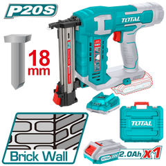 TOTAL Cordless brick nailer 20Volt perfect for brick wall, iron sheets(≤1mm), and wood (TCSTLI3808)