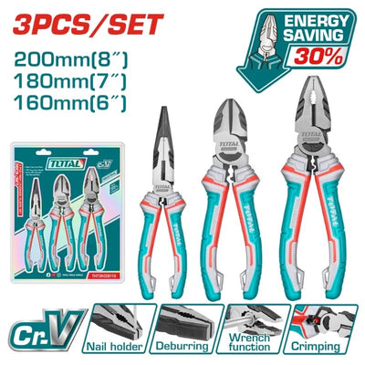 TOTAL 3PCs High Leverage Pliers Set (THT2K0301S)