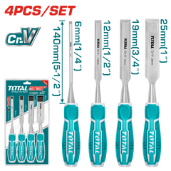 Total 4-Piece Wood Chisel Set – Ideal Tools for Woodworking