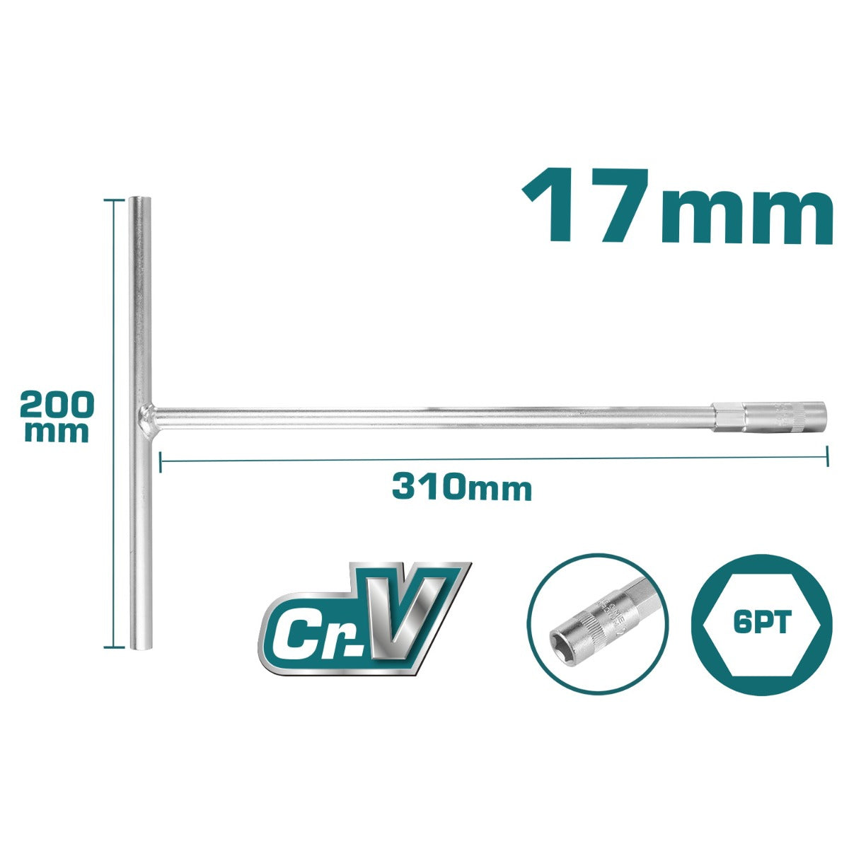 17mm Box Wrench with T-Handle by Total (THTSW1706)