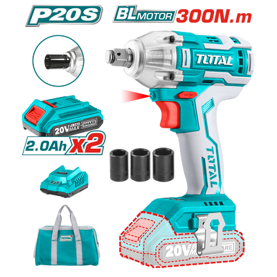 TOTAL 20V Cordless Impact Wrench - High Torque & Precision