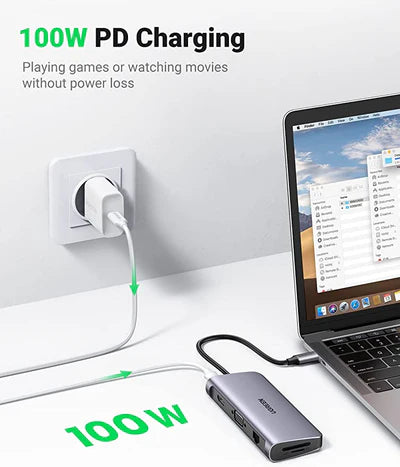 UGREEN 10-in-1 USB-C Hub with 4K HDMI, VGA, RJ45, and PD 100W
