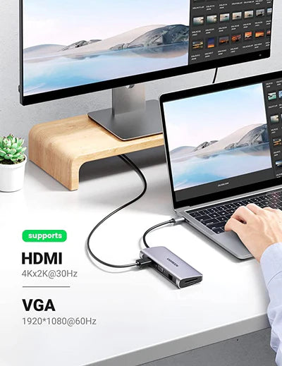 UGREEN 10-in-1 USB-C Hub with 4K HDMI, VGA, RJ45, and PD 100W