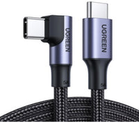 كابل بيانات UGREEN USB-C 2.0 ذكر إلى USB-C 2.0 ذكر بزاوية 90 درجة، 5 أمبير، بطول 3 أمتار