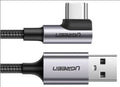 كابل بيانات UGREEN بموصل USB-C ذكر بزاوية وموصل USB 2.0 A ذكر، بقدرة 3 أمبير (بزاوية 90°)، أسود، بطول مترين
