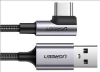 كابل بيانات UGREEN بموصل USB-C ذكر بزاوية وموصل USB 2.0 A ذكر، بقدرة 3 أمبير (بزاوية 90°)، أسود، بطول مترين
