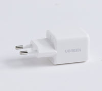 شاحن سريع UGREEN بقوة 20 واط بتقنية GaN ومنفذ USB-C، أبيض، قياسي أوروبي