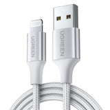 كابل UGREEN من USB-A إلى Lightning بتيار أقصى 2.4 أمبير، أبيض فضي، 2 متر