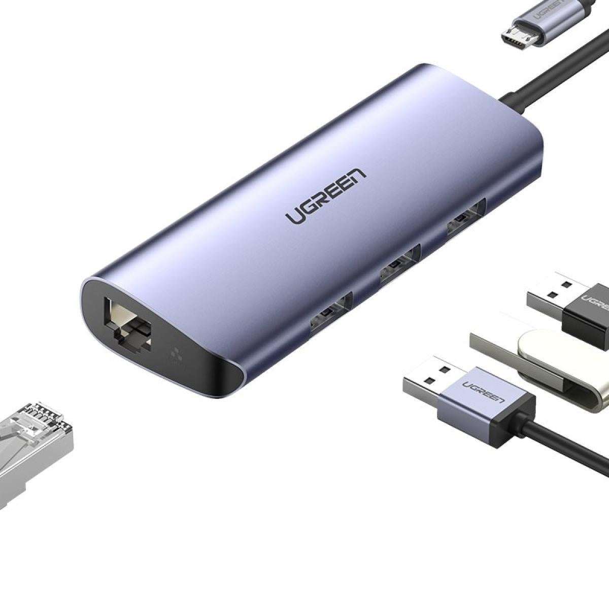 UGREEN USB C Hub to 3 USB 3.0 Ports with Gigabit Ethernet Adapter