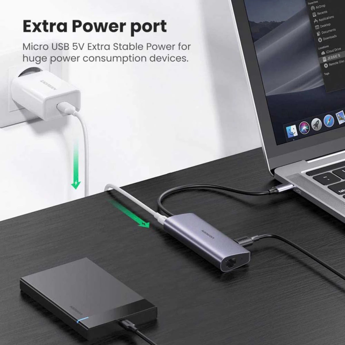 UGREEN USB C Hub to 3 USB 3.0 Ports with Gigabit Ethernet Adapter