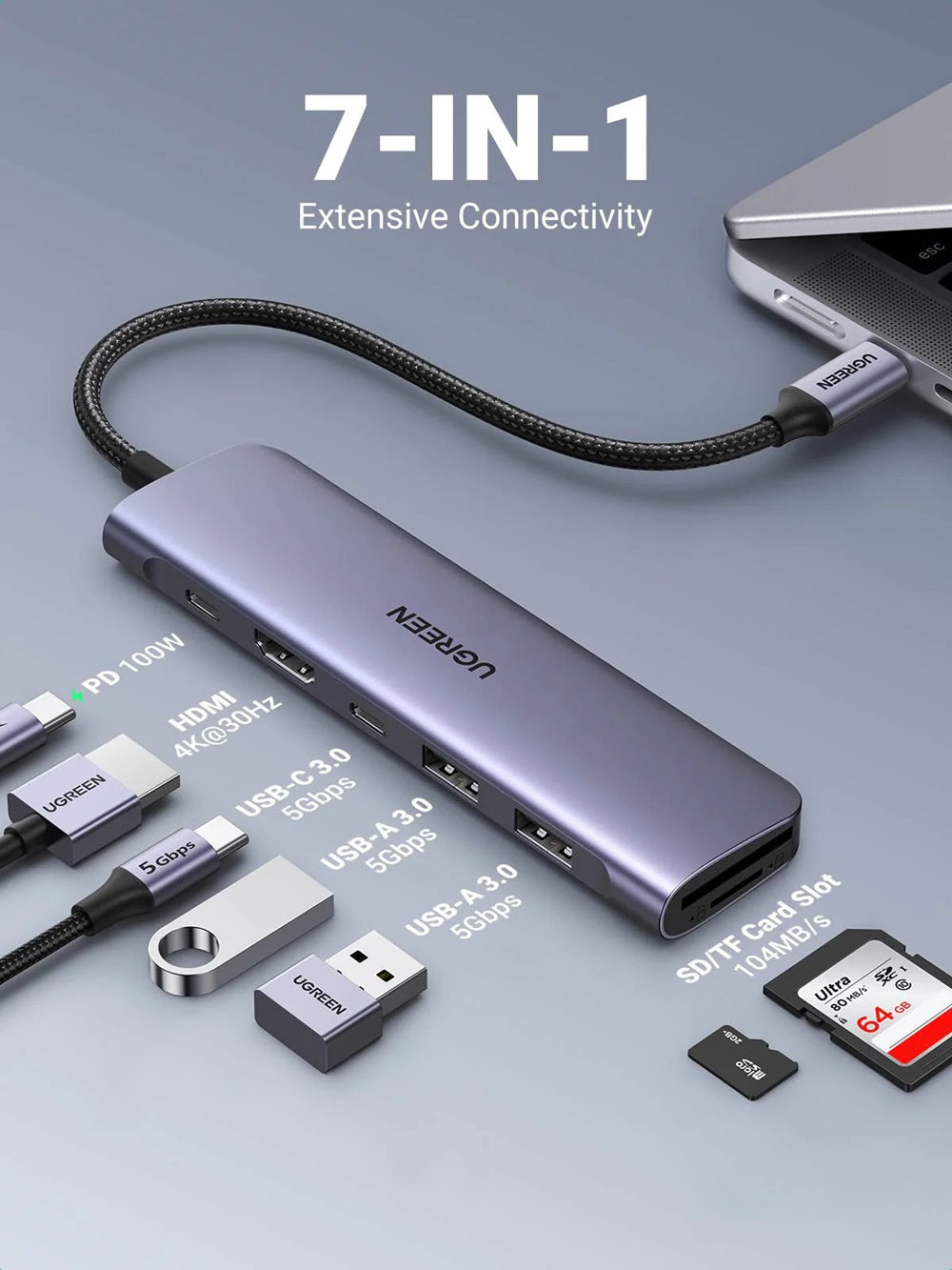 UGREEN Revodok 1071 7-in-1 USB-C Dock with 95W Charger