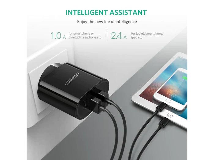 UGREEN Dual USB Wall Charger 3.4A EU - Black