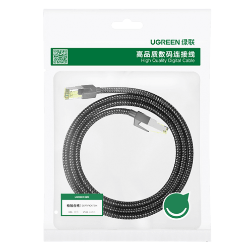 UGREEN CAT7 Cable, 0.5m, Braided Plugs, Black