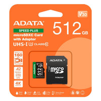 ADATA 512GB V30 A2 SPEED PLUS MicroSDXC UHS-I U3 Class 10 Card
