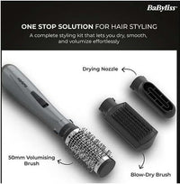 BaByliss 1000W 3-in-1 Air Styler, Ionic Frizz-Control, 50mm Volumising Brush, Smoothing Brush & Drying Nozzle, AS261SDE