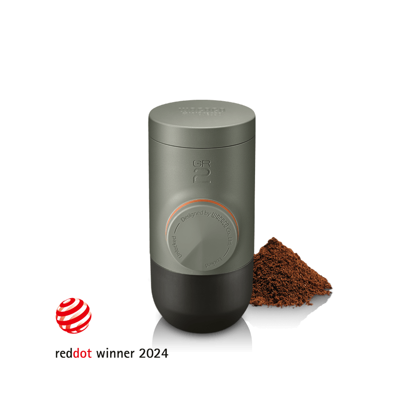 WACACO Minipresso GR2 Portable Espresso Machine for Ground Coffee, 18 Bar Manual Coffee Maker – Gray Olive