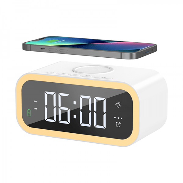 WIWU WI-W015 15W WIRELESS CHARGER WITH DIGITAL ALARM CLOCK - WHITE