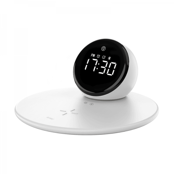 WIWU WI-W017 15W WIRELESS CHARGER WITH DIGITAL ALARM CLOCK AND BLUETOOTH SPEAKER- WHITE