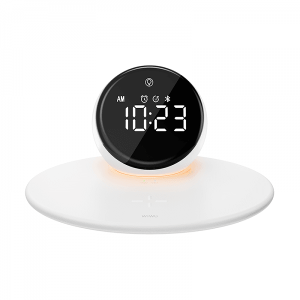 WIWU WI-W017 15W WIRELESS CHARGER WITH DIGITAL ALARM CLOCK AND BLUETOOTH SPEAKER- WHITE