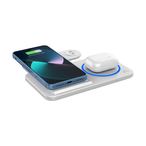 Wiwu Foldable 15W 3 In 1 Wireless Charger - White