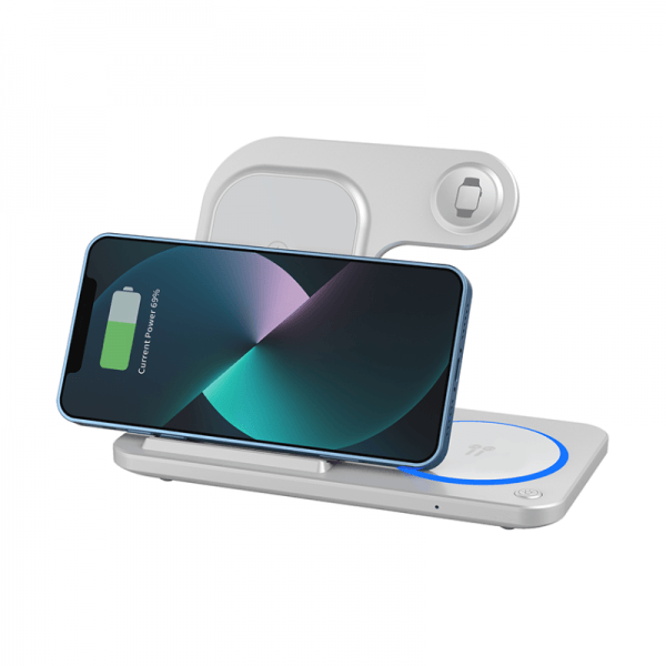 Wiwu Foldable 15W 3 In 1 Wireless Charger - White