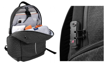 WIWU Anti-Theft Numeric Lock Backpack – 15.6-inch Laptop, Security Cable & 60W Charging Cable, Black
