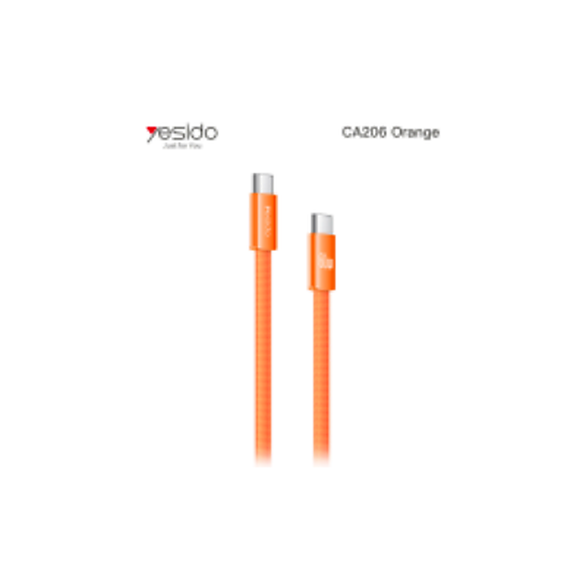 YESIDO CA206-orange C-C 60W Braided Flat Data Cable