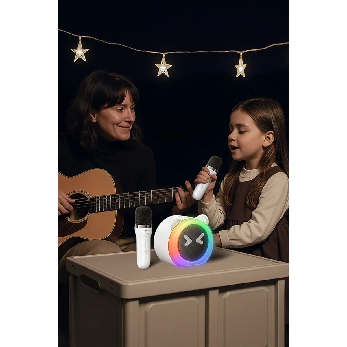 Yesido YSW36 2-Piece Karaoke Microphone Bluetooth 5.3 RGB Wireless Speaker - White