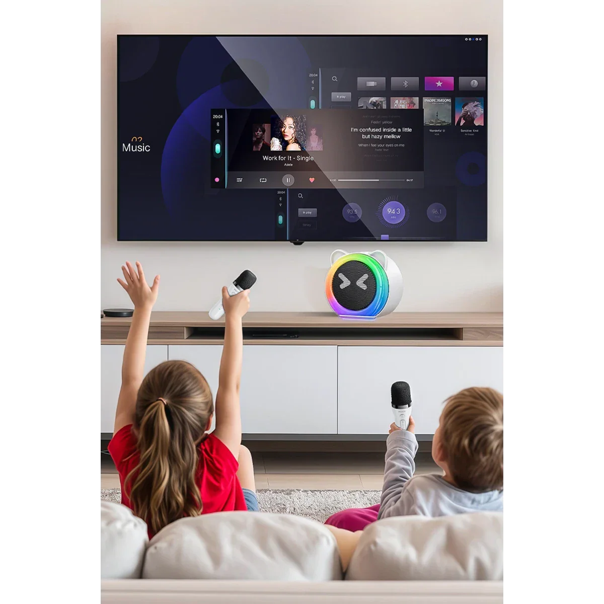 Yesido YSW36 2-Piece Karaoke Microphone Bluetooth 5.3 RGB Wireless Speaker - White