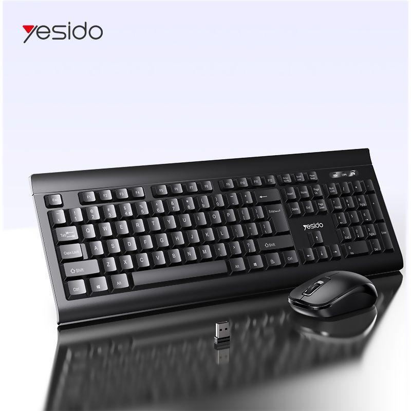 YESIDO Wireless Keyboard & Mouse Comfortable Performance - Black