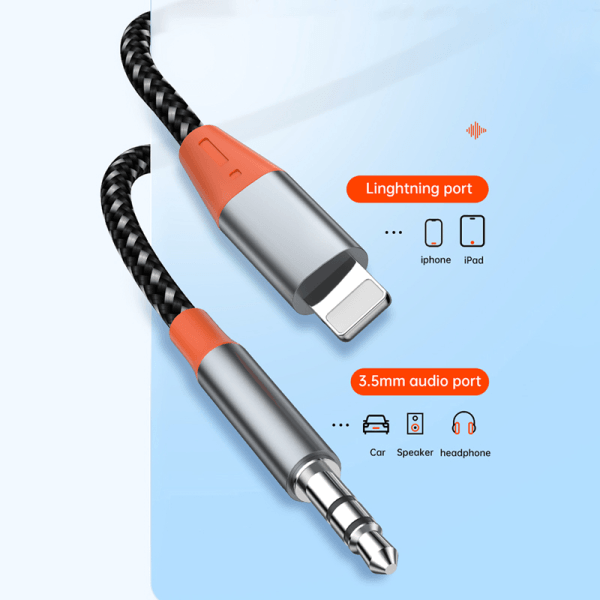 Wiwu yp06 lightning to 3.5mm audio cable - gray