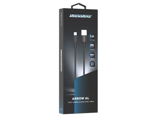 RockRose Arrow AL Lightning Cable 1m Fast Charge & Sync - Black