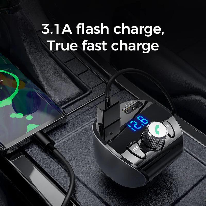 JOYROOM Bluetooth MP3 Car Charger with QC3.0 Fast Charge - Black