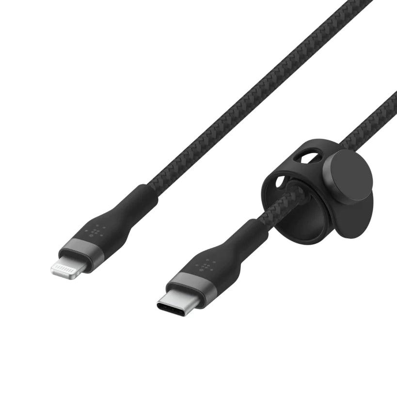 Belkin PRO Flex USB C Braided Silicone Cable with Lightning - Black & White