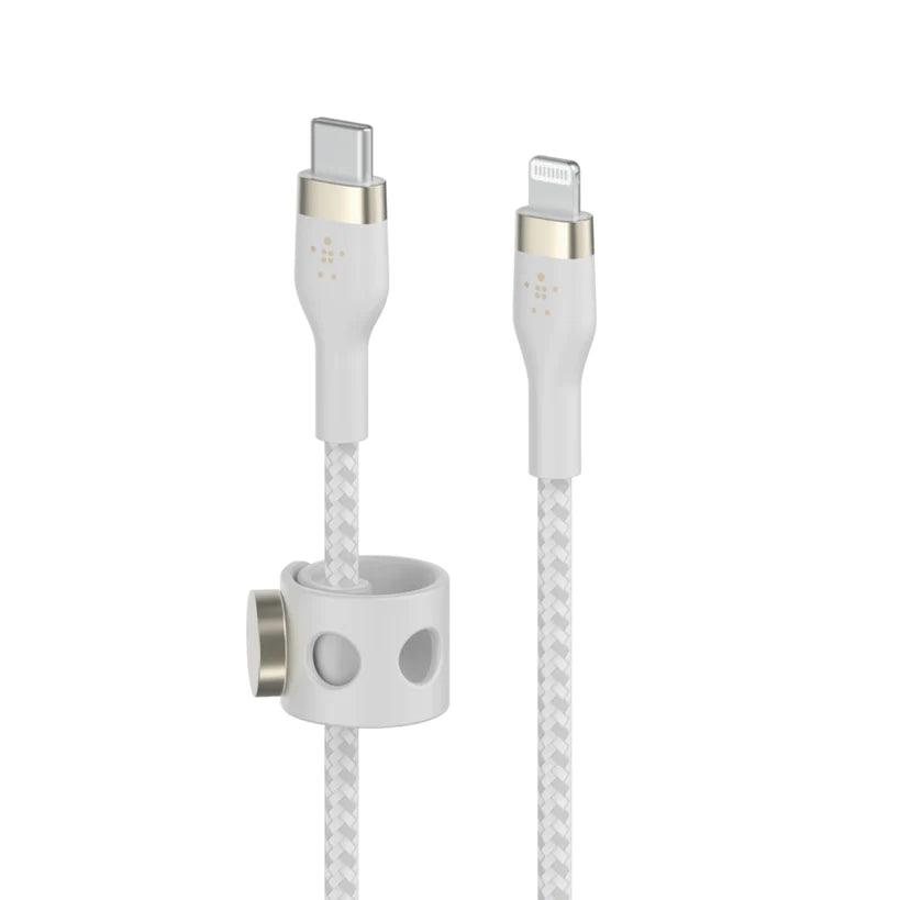 Belkin PRO Flex USB C Braided Silicone Cable with Lightning - Black & White