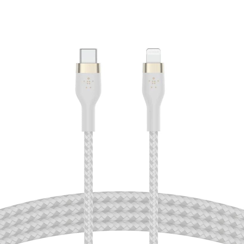 Belkin PRO Flex USB C Braided Silicone Cable with Lightning - Black & White