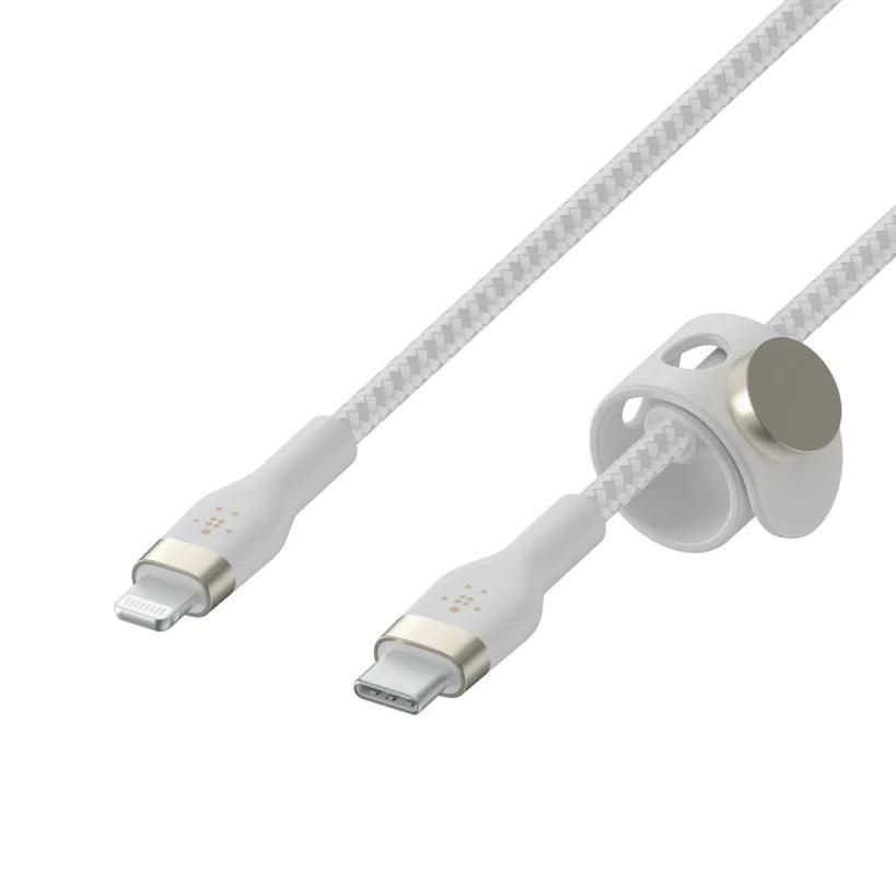 Belkin PRO Flex USB C Braided Silicone Cable with Lightning - Black & White